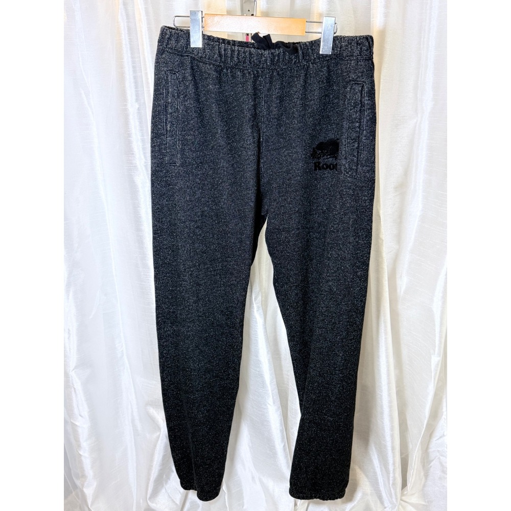 Roots Sweatpants Mens Medium Charcoal Marl Knit Logo Joggers